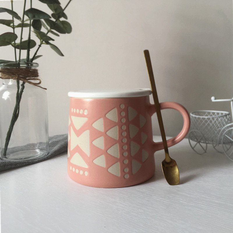 Pink Geometric Pattern Ceramic Mug